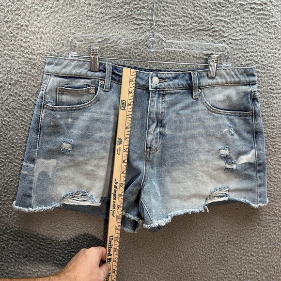 Time And Tru Shorts Womens 14 Blue High Rise Cut Off Distressed Denim Preppy - Picture 6 of 8